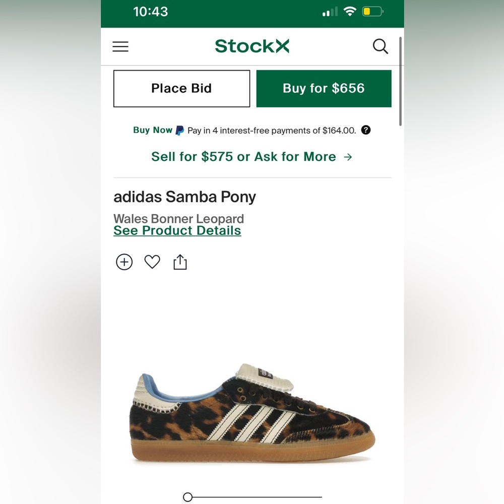 WALES BONNER ADIDAS PONY SAMBAS size 40